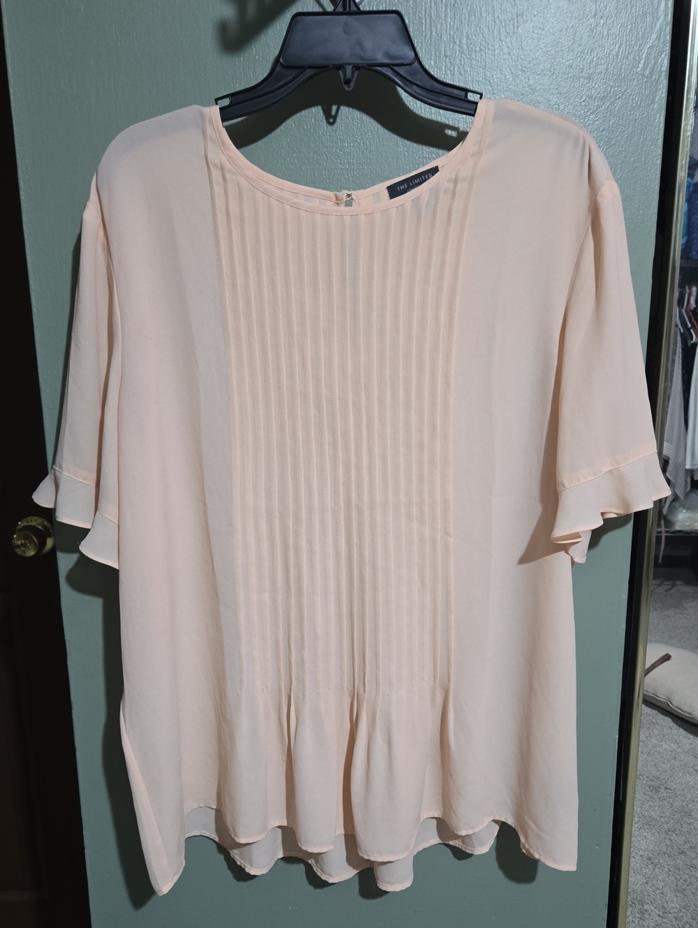 The Limited Peach Pleated Front Flutter Sleeve Blouse